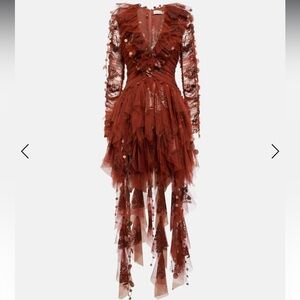 Zimmermann KALEIDOSCOPE STARGAZER HANDKERCHIEF MINI DRESS IN MOCHA size AU 2